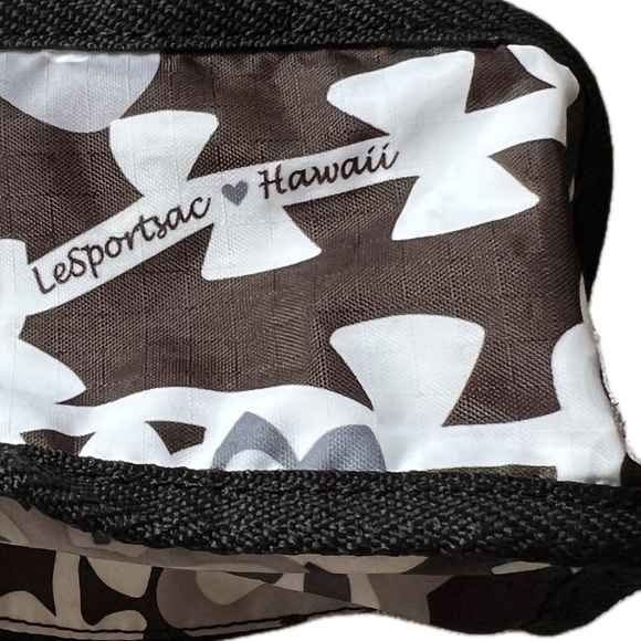 leSportsac Cosmetic Bag Hawaii Zippered Pouch Floral Black White Gray - Picture 13 of 17